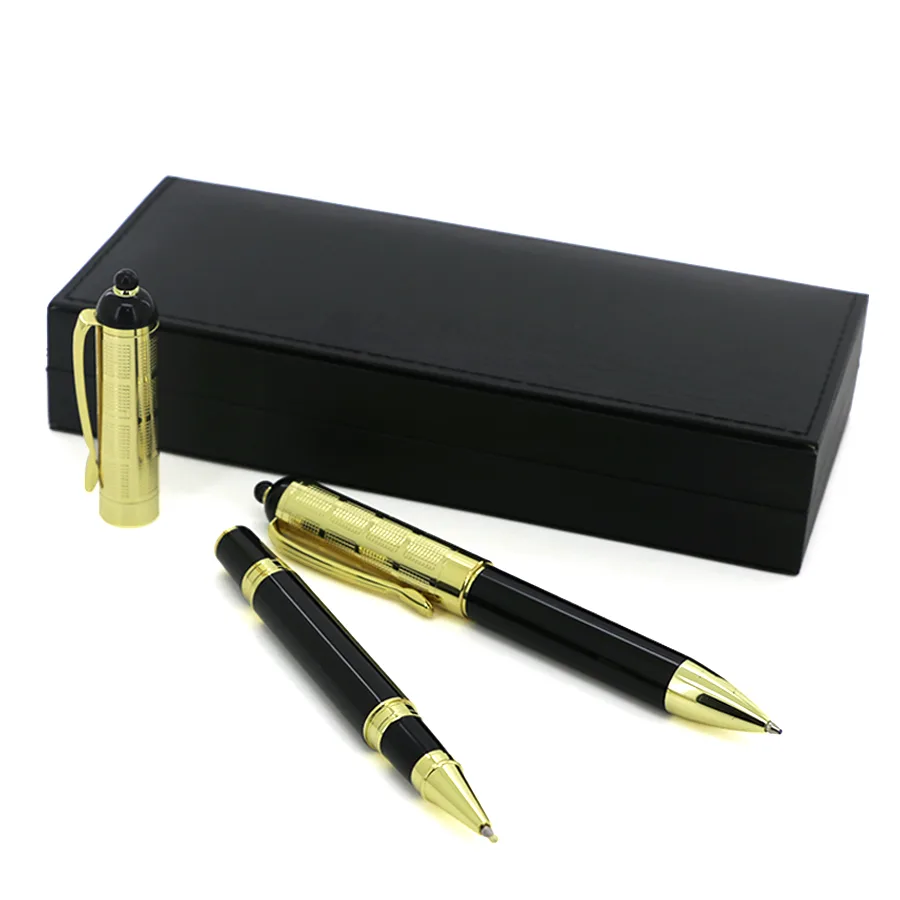 Parure de stylos dorés avec boite