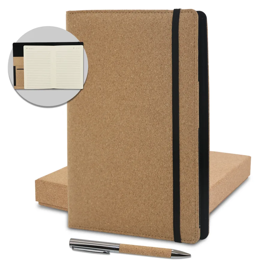 Coffret notebook écologique en liège avec stylo