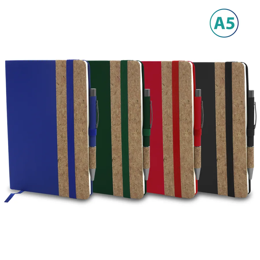 Set notebook A5 en liège et similicuir avec stylo