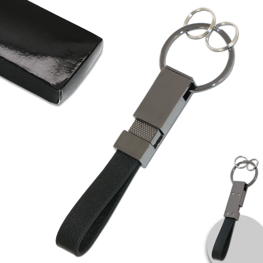 Porte-clés personnalisable en métal et similicuir