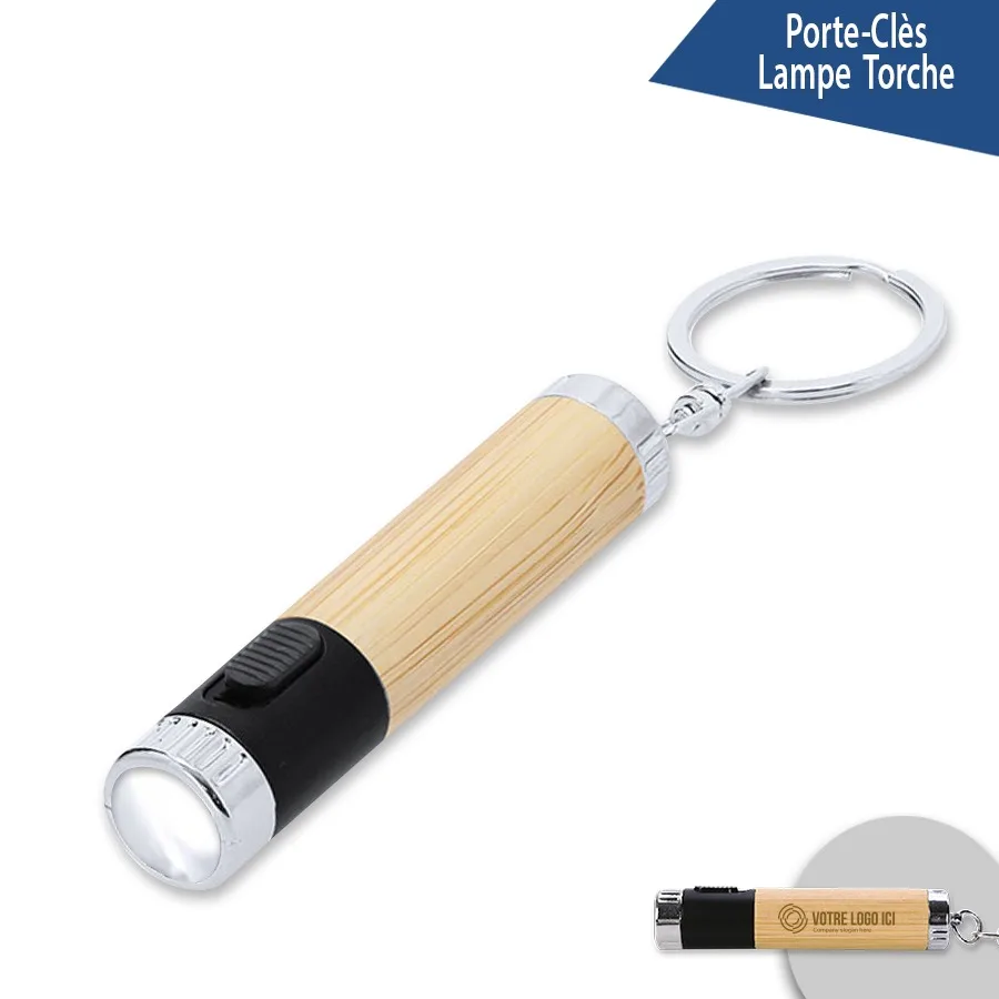 Porte clés lampe torche en bambou