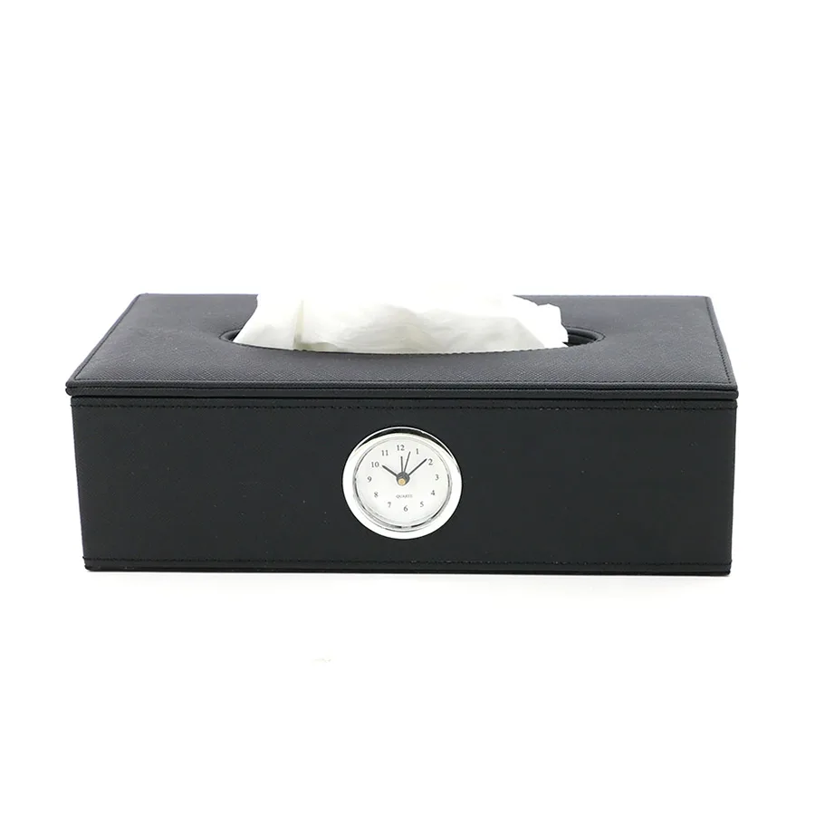 Cache boite à mouchoirs avec horloge de bureau