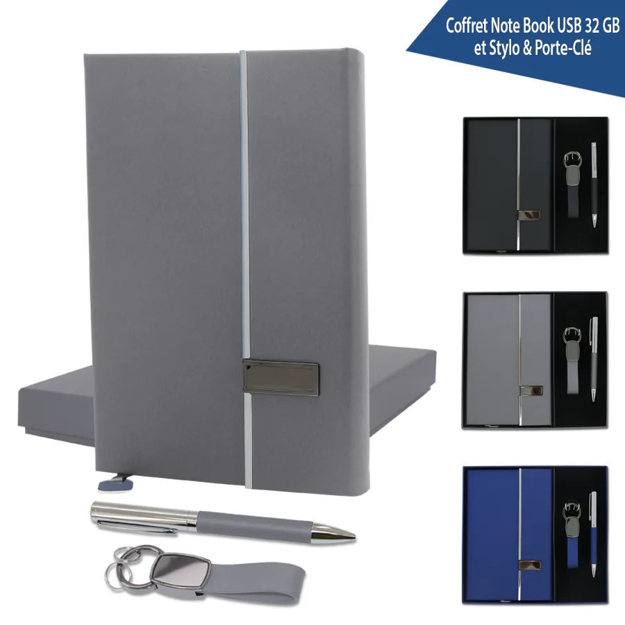 Coffret note book USB 32gb et stylo & porte-clé