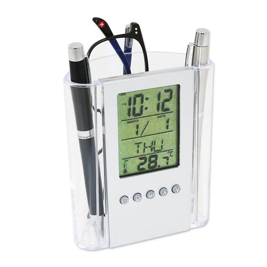 Pot à crayon personnalisable avec horloge