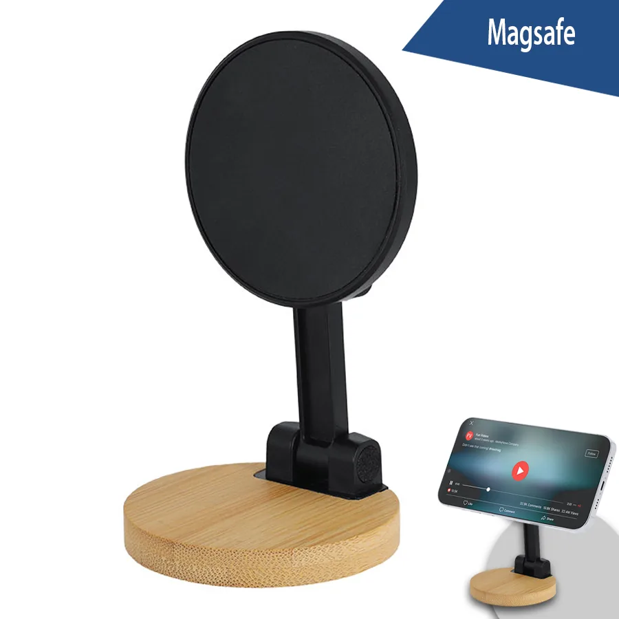 Support magnétique en bambou pour téléphone