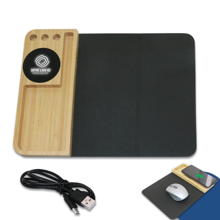 Tapis souris bamboo avec chargeur wireless