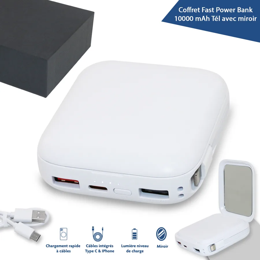 Power-bank 10000 MAH avec miroir intégré