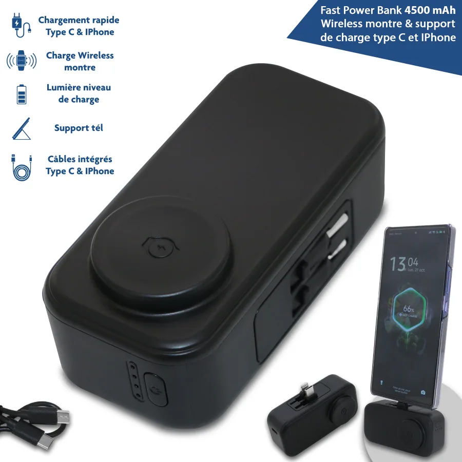 Power bank publicitaire 4500 MAH lumineux