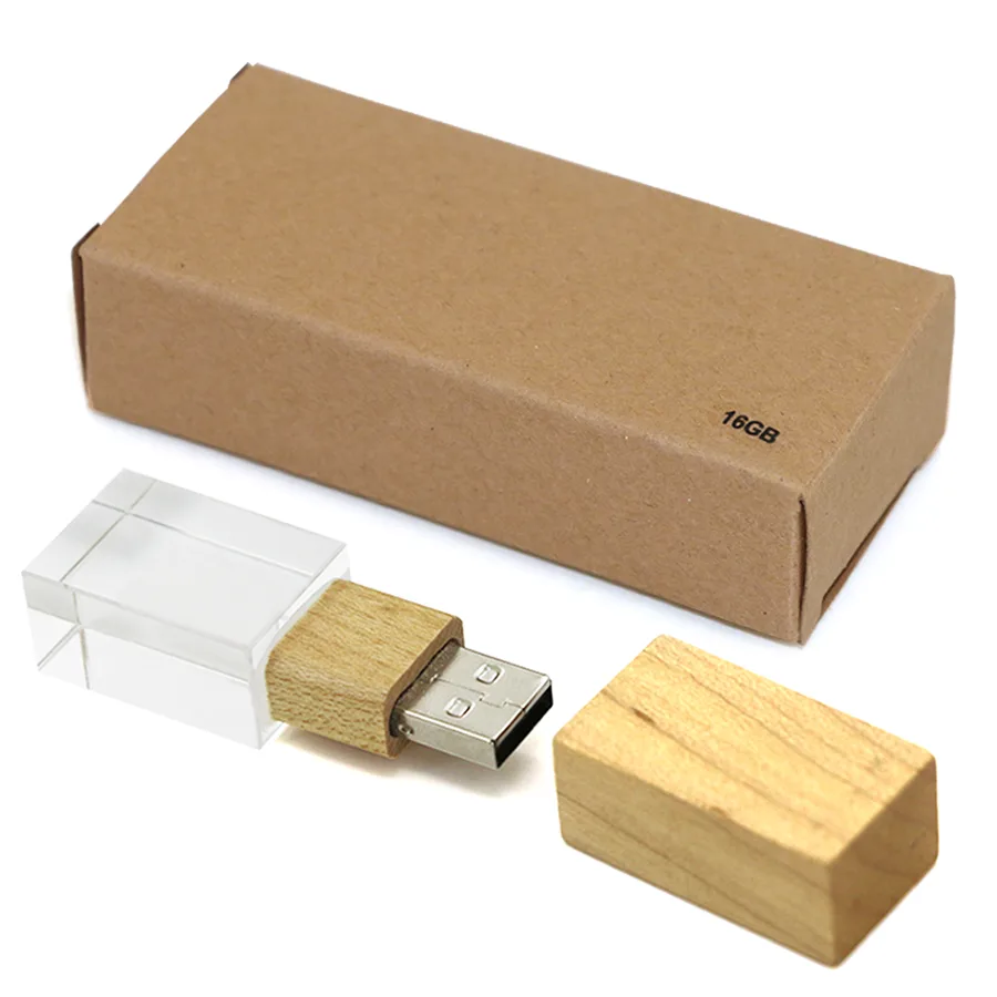 USB 16 GB personalisable en bois et cristal