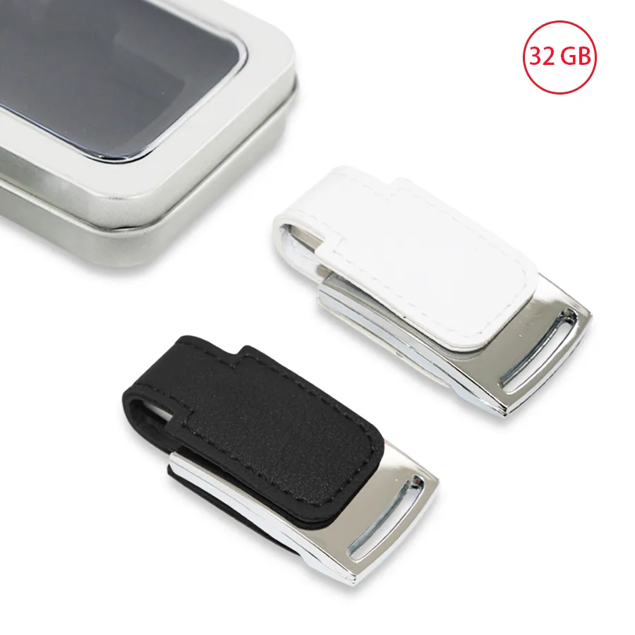 Mini USB 32 GB en similicuir et métal