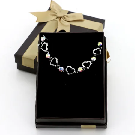 Bracelet argent strass cœur