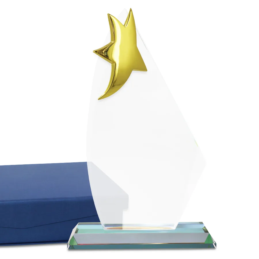 Trophée en verre avec motif etoile