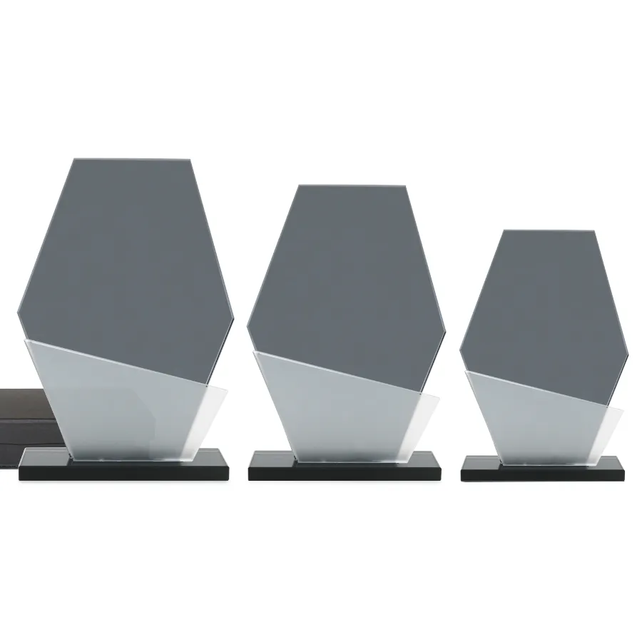 Trophée en double verre forme hexagonale